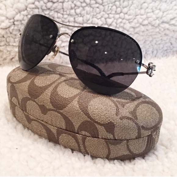 Coach Accessories - 🖤 Authentic black Coach aviators w/rhinestones 🖤